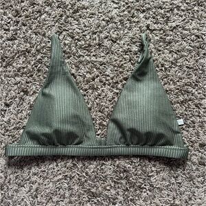 aerie Olive Ribbed Triangle Bikini Top